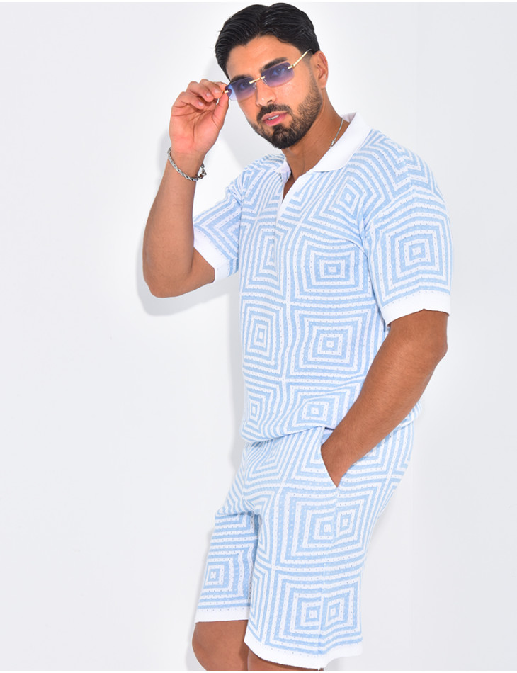 Ensemble short et polo ajouré