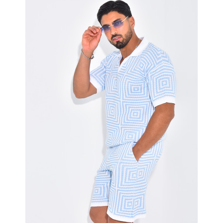 Ensemble short et polo ajouré