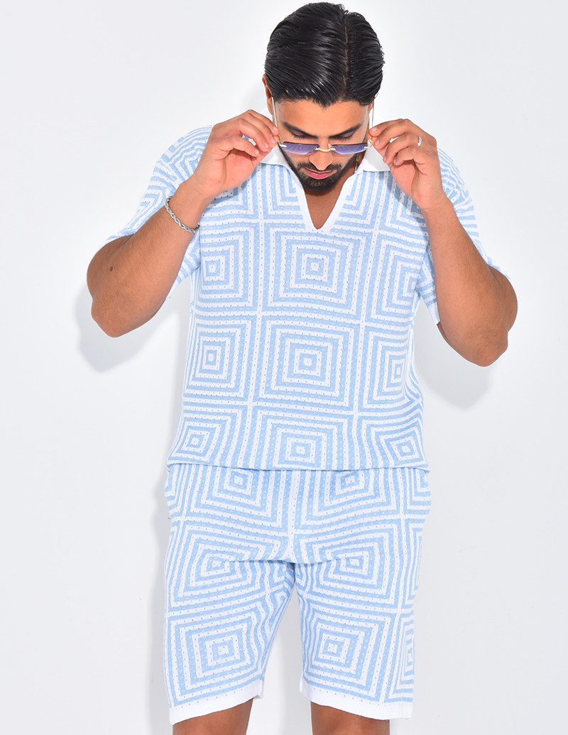 Ensemble short et polo ajouré