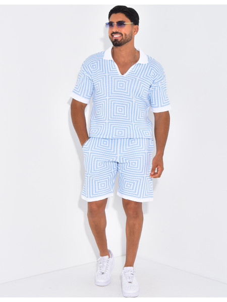 Ensemble short et polo ajouré