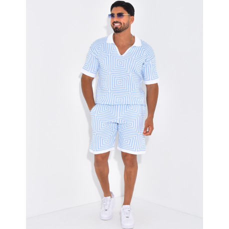 Ensemble short et polo ajouré