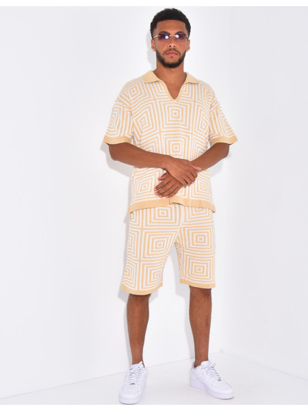 Ensemble short et polo ajouré