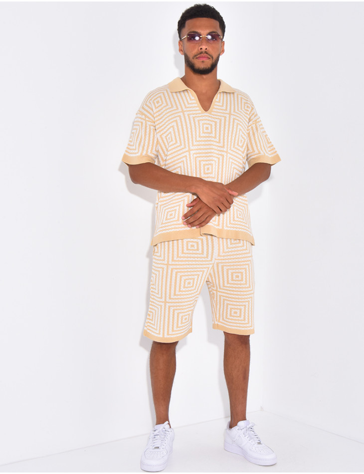 Ensemble short et polo ajouré