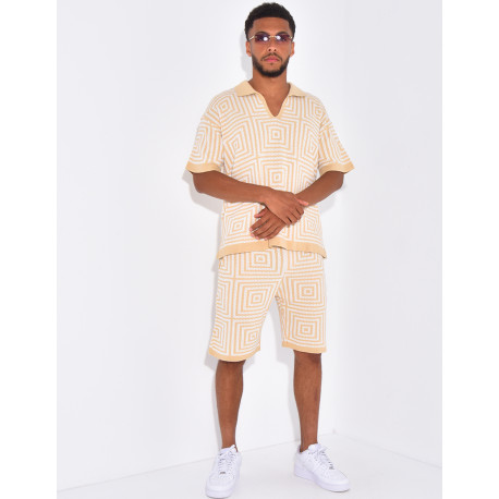 Ensemble short et polo ajouré