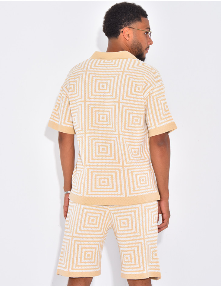 Ensemble short et polo ajouré