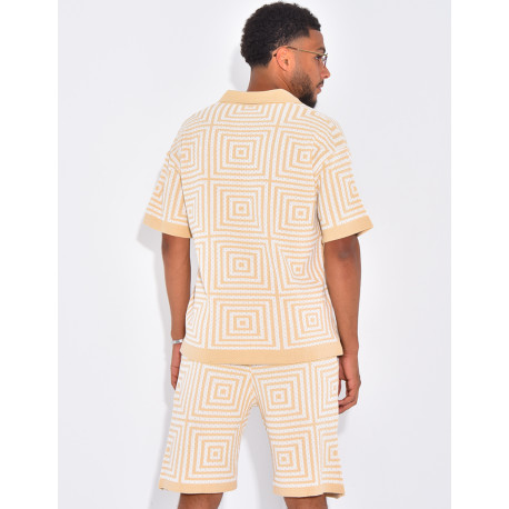 Ensemble short et polo ajouré