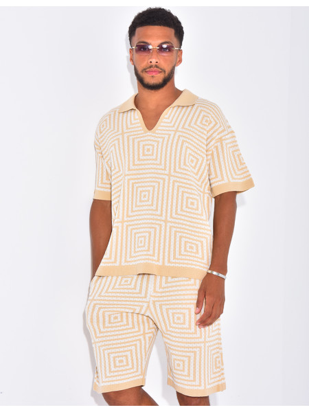 Ensemble short et polo ajouré