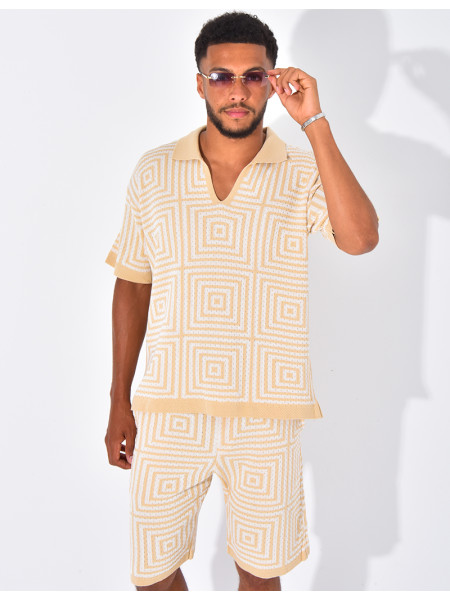 Ensemble short et polo ajouré