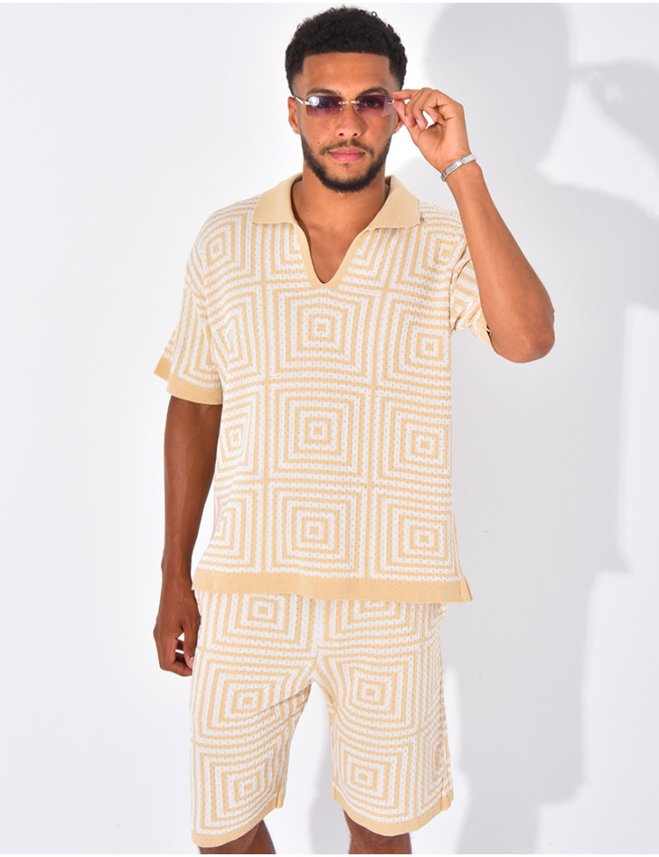 Ensemble short et polo ajouré