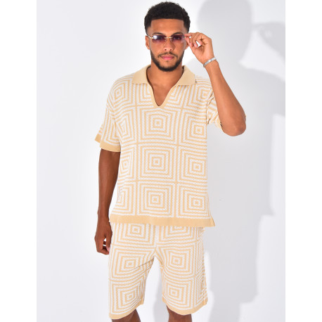 Ensemble short et polo ajouré