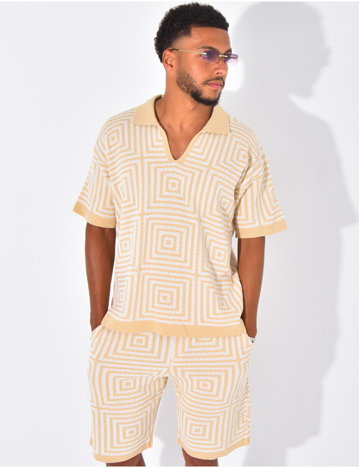 Ensemble short et polo ajouré
