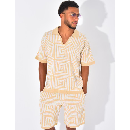 Ensemble short et polo ajouré