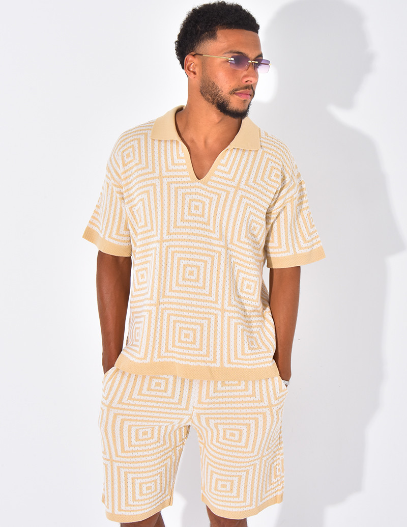 Ensemble short et polo ajouré