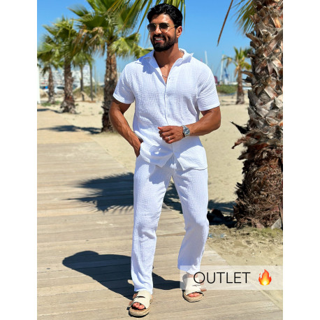 Ensemble pantalon et chemise en gaze de coton