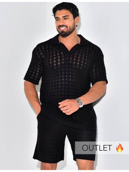 Ensemble short et polo ajouré