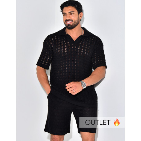 Ensemble short et polo ajouré