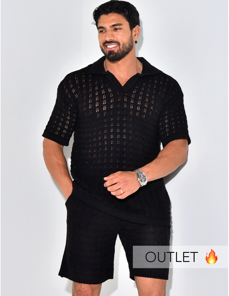 Ensemble short et polo ajouré