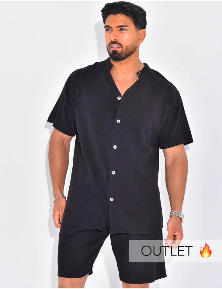 Ensemble en lin short et chemise manches courtes
