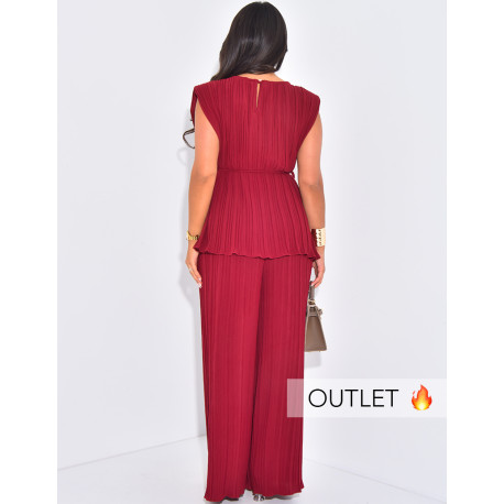 Bügelfaltenhose und ärmelloses Top-Set mit Schulterpolstern