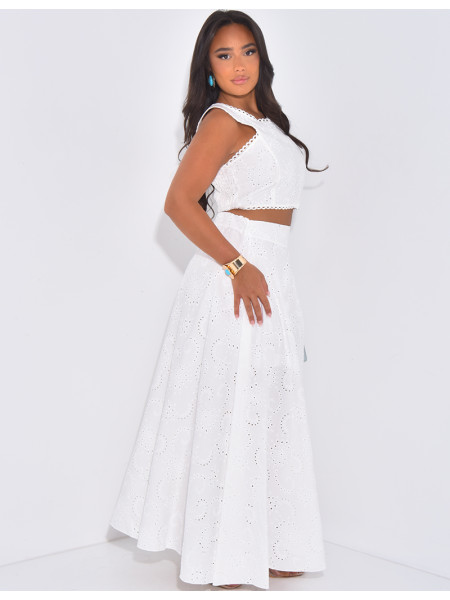 Long skirt and patterned crop top set