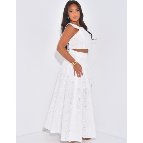 Long skirt and patterned crop top set