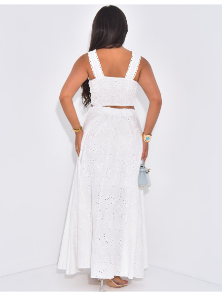 Long skirt and patterned crop top set