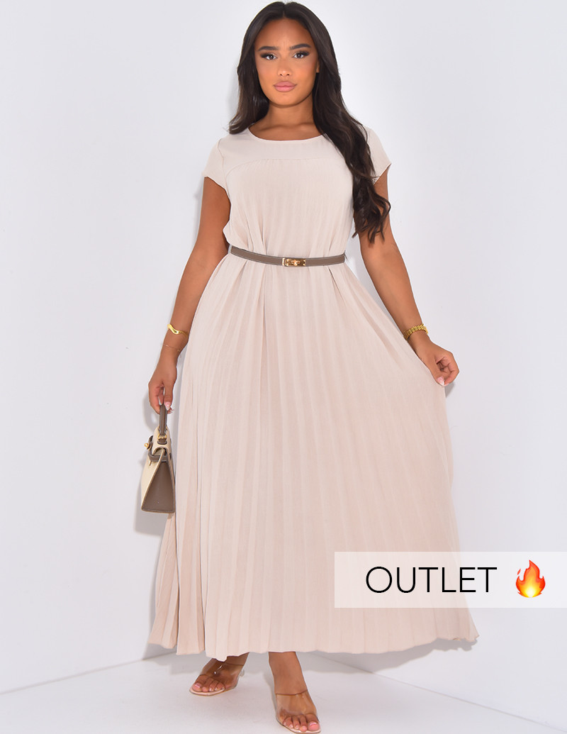 Robe longue plissée manches...
