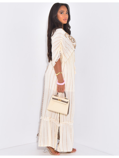 Robe bohème longue à broderies et perles