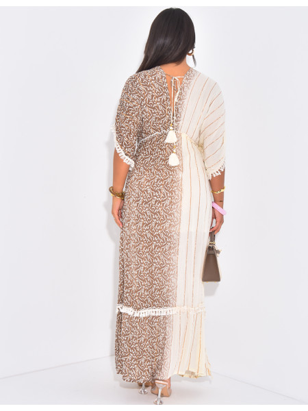 Robe bohème longue à broderies et perles