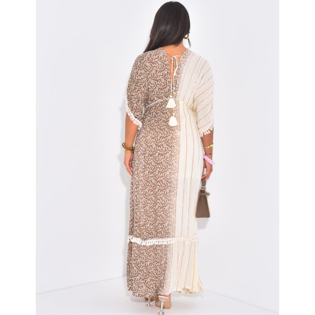 Robe bohème longue à broderies et perles