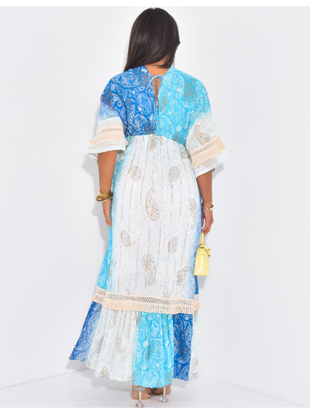 Robe longue bohème à perles et sequins brodées