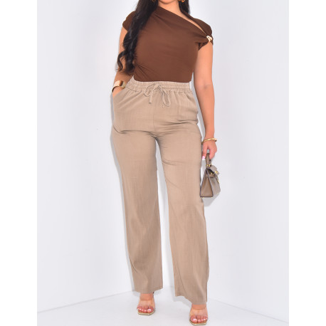 Pantalon coupe droite en lin