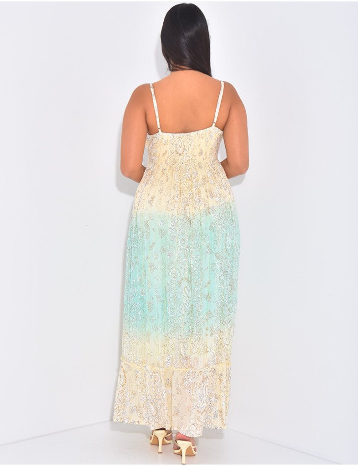 Long bohemian dress with beads and embroidery