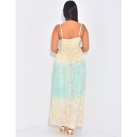 Long bohemian dress with beads and embroidery