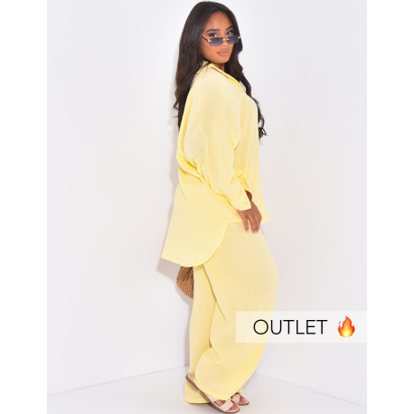 Cotton gauze trousers and shirt set