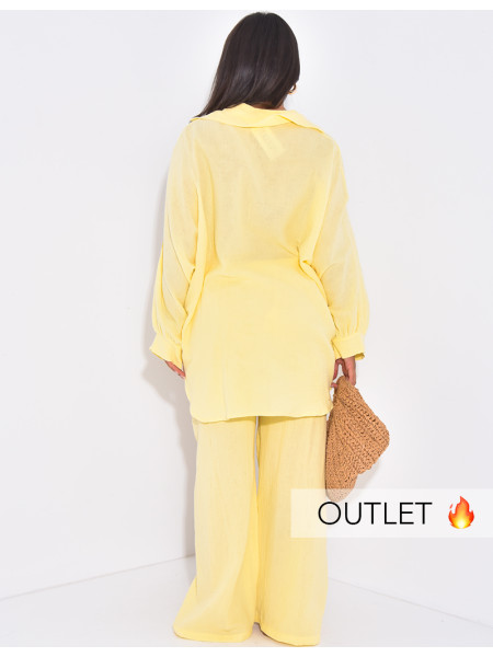 Cotton gauze trousers and shirt set