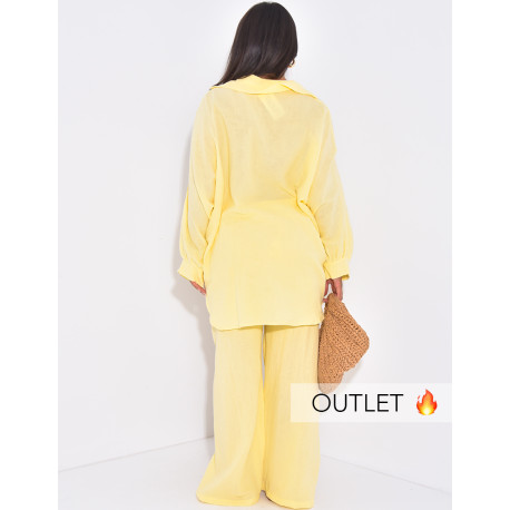 Cotton gauze trousers and shirt set