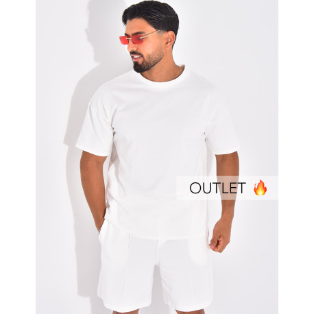 Ensemble uni short à couture contrastante et t-shirt