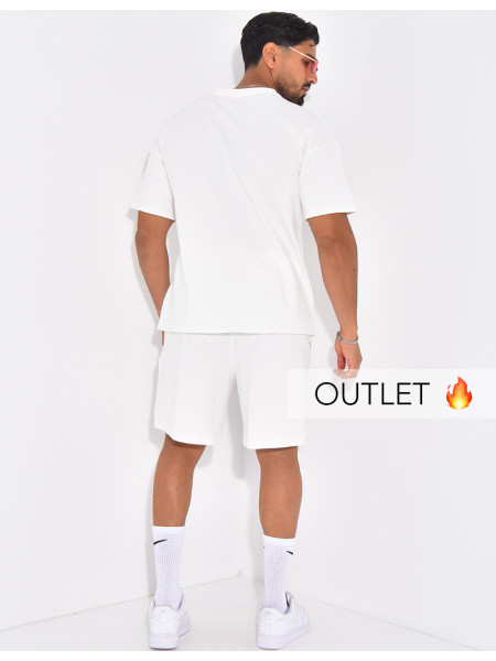 Ensemble uni short à couture contrastante et t-shirt