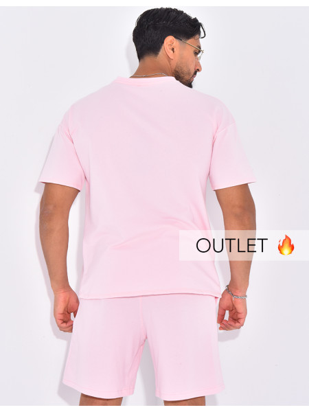 Ensemble uni short à couture contrastante et t-shirt
