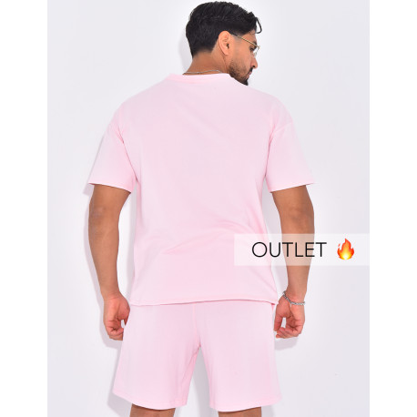 Ensemble uni short à couture contrastante et t-shirt