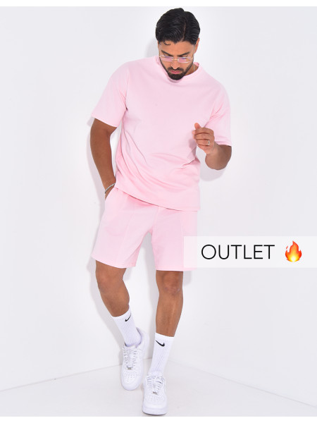 Ensemble uni short à couture contrastante et t-shirt