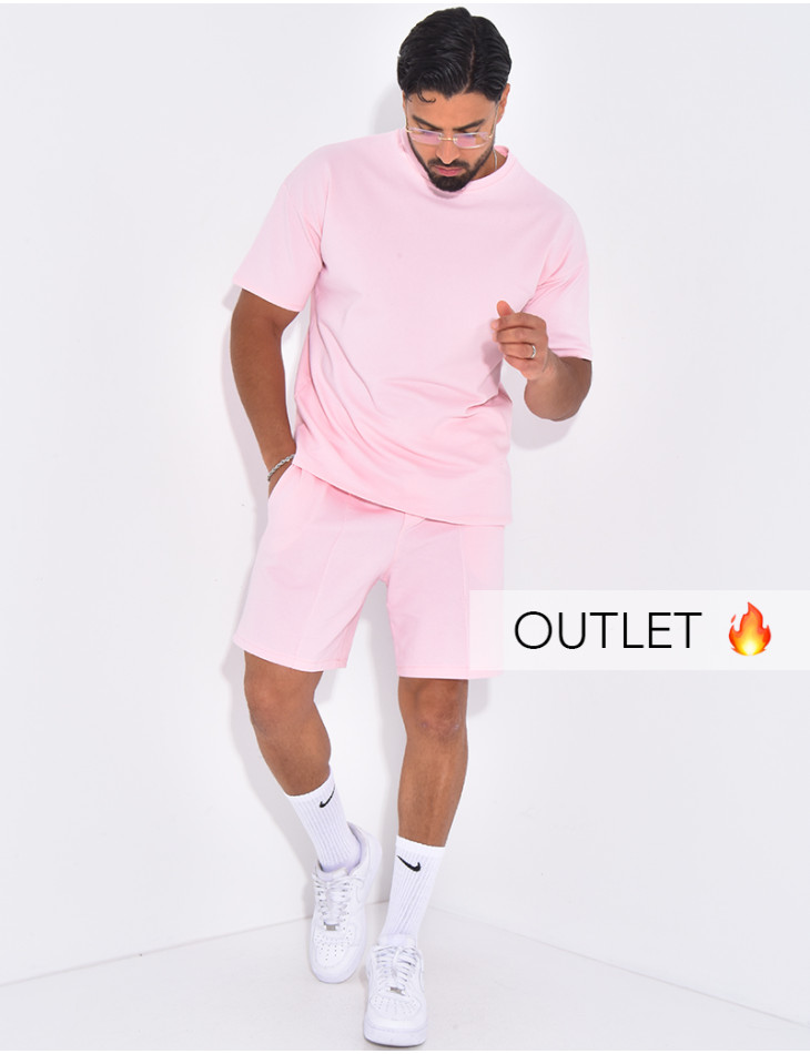 Ensemble uni short à couture contrastante et t-shirt