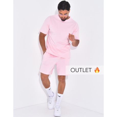 Ensemble uni short à couture contrastante et t-shirt