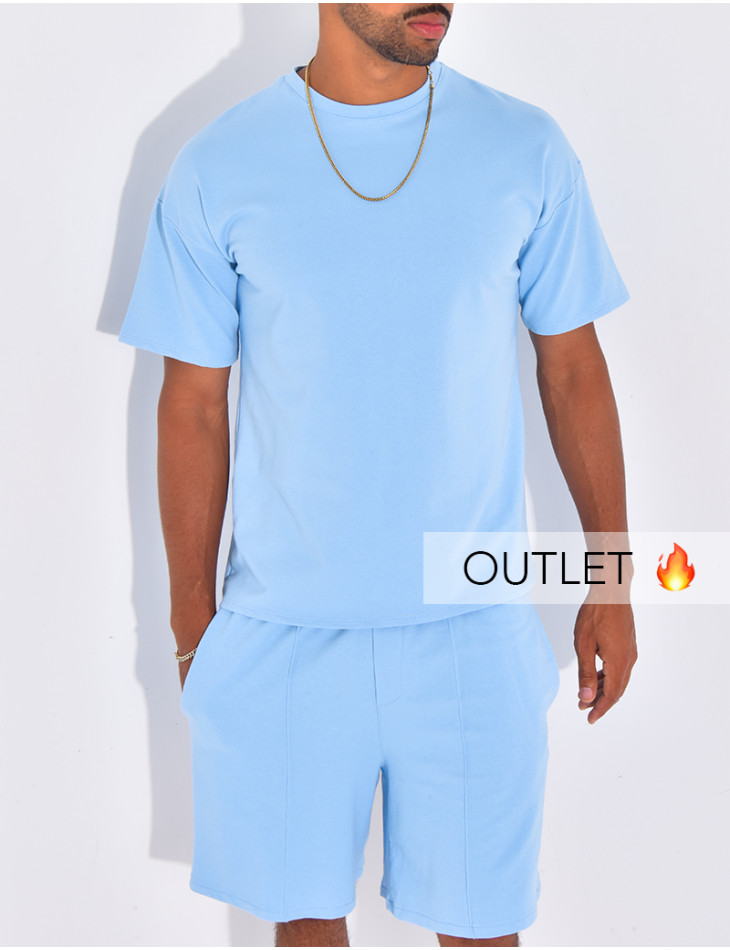 Ensemble uni short à couture contrastante et t-shirt