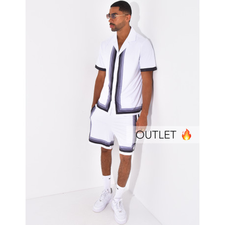 Ensemble short et chemise à bordures contrastantes