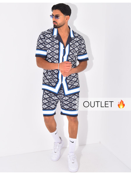 Ensemble short et chemise à motifs