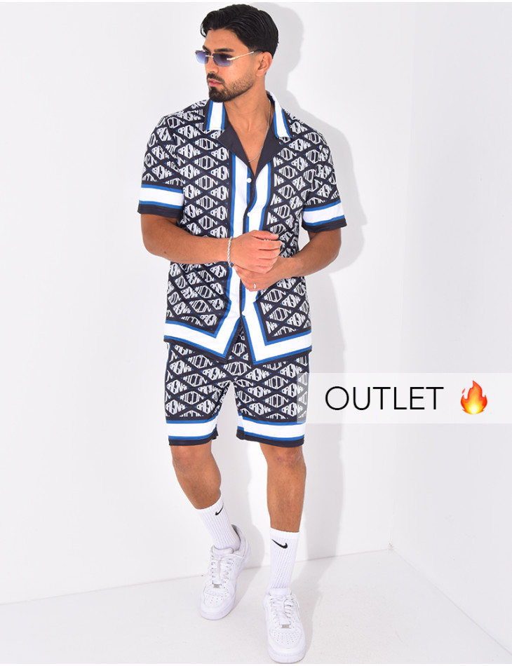 Ensemble short et chemise à motifs