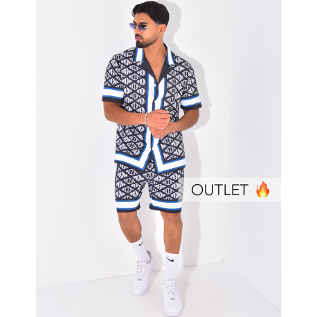 Ensemble short et chemise à motifs