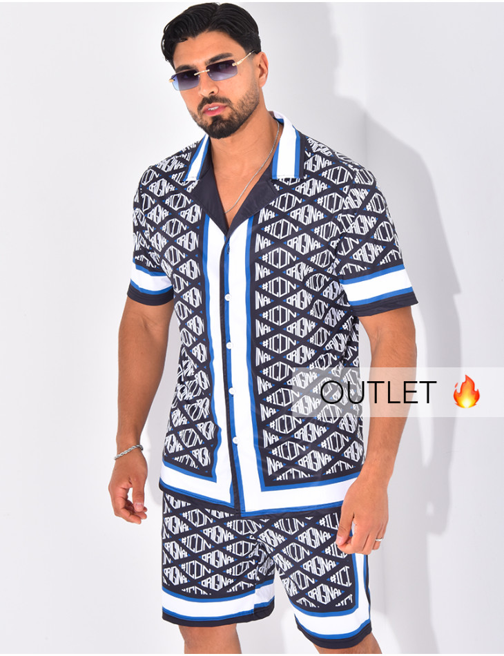 Ensemble short et chemise à motifs